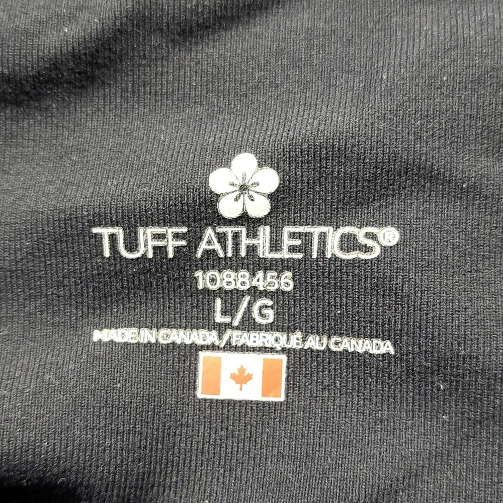 Tuff Athletics Black Silver Speckle Swirls Yoga Capris Leggings VG+ L - Picture 2 of 8